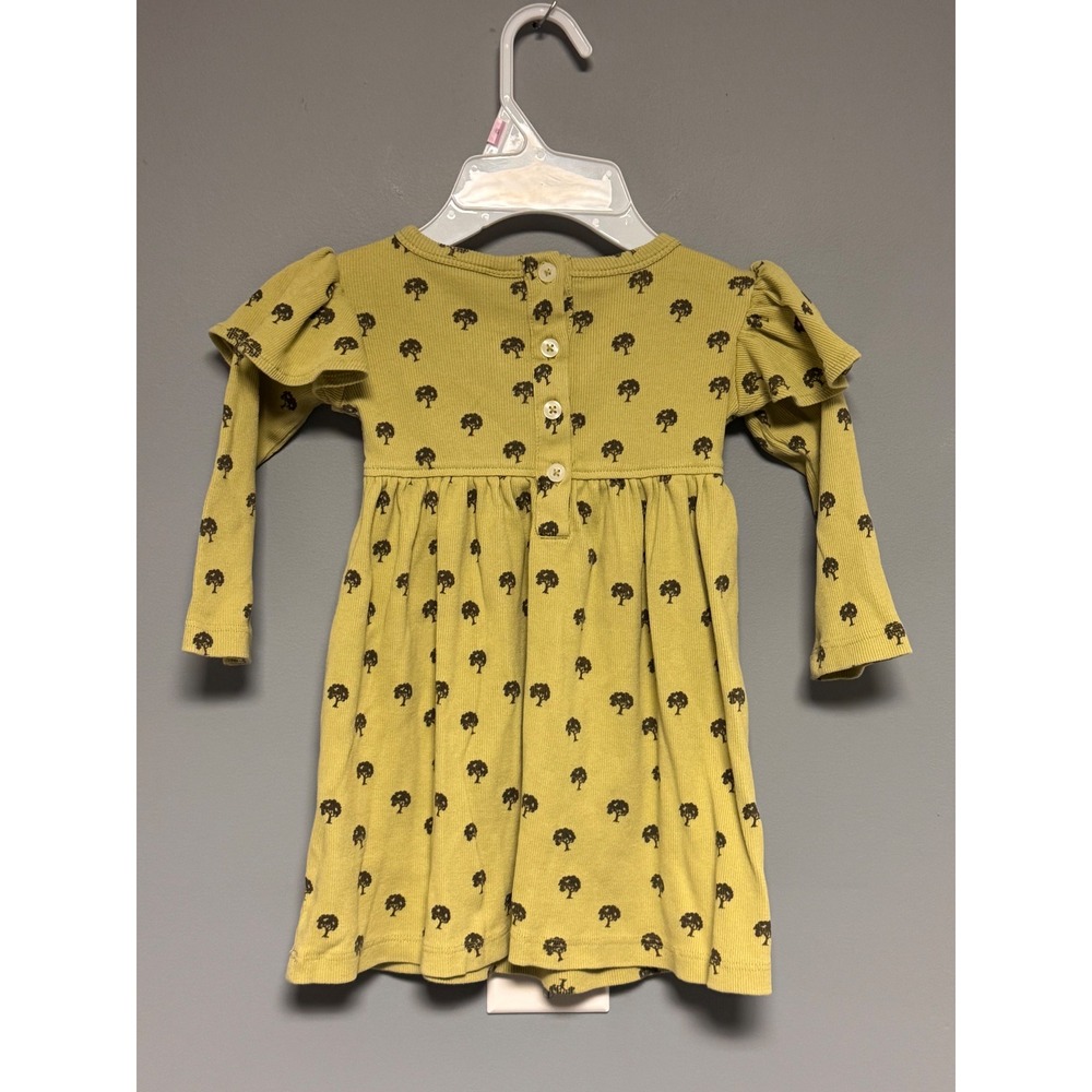 Kate Quinn 2T Green Tree Print Organic Cotton Rib Ruffle Dressed Boho Chic Fall - Picture 8 of 8